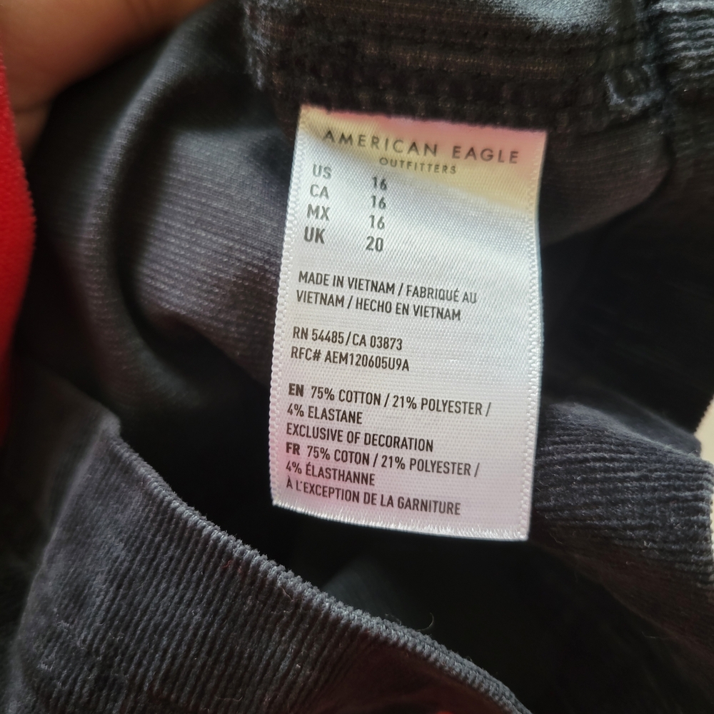 American Eagle Outfitters Black Ribbed Mini Denim Plus Size Dress Size 16 - Picture 14 of 14